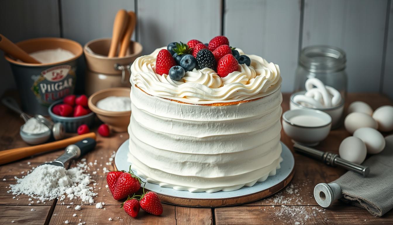 A classic white cake made from grandma’s recipe, with a moist texture and creamy frosting.​