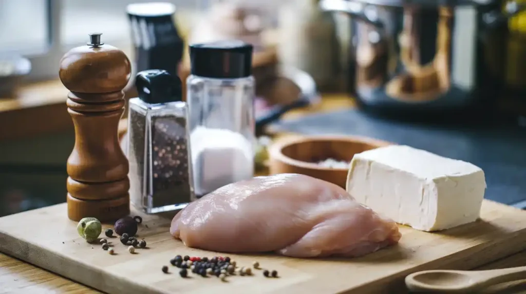 Ingredients for the million dollar chicken casserole recipe.