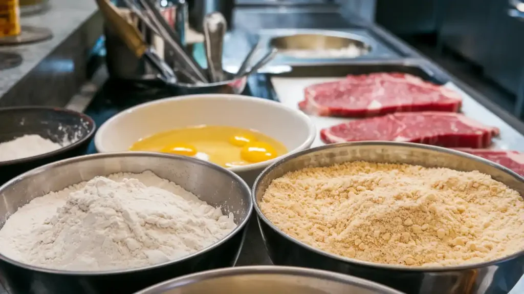 Beef Milanesa Breading Station Setup