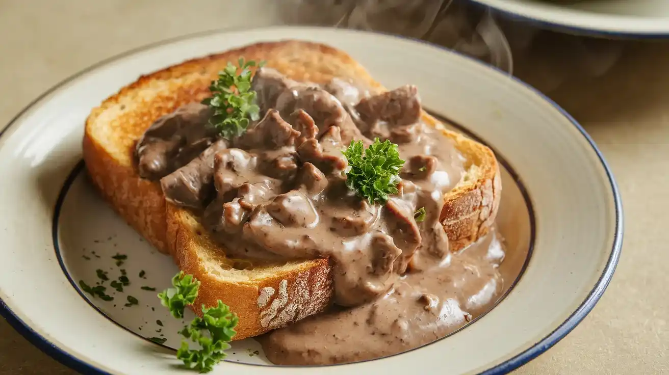 Chip beef gravy recipe on toast.