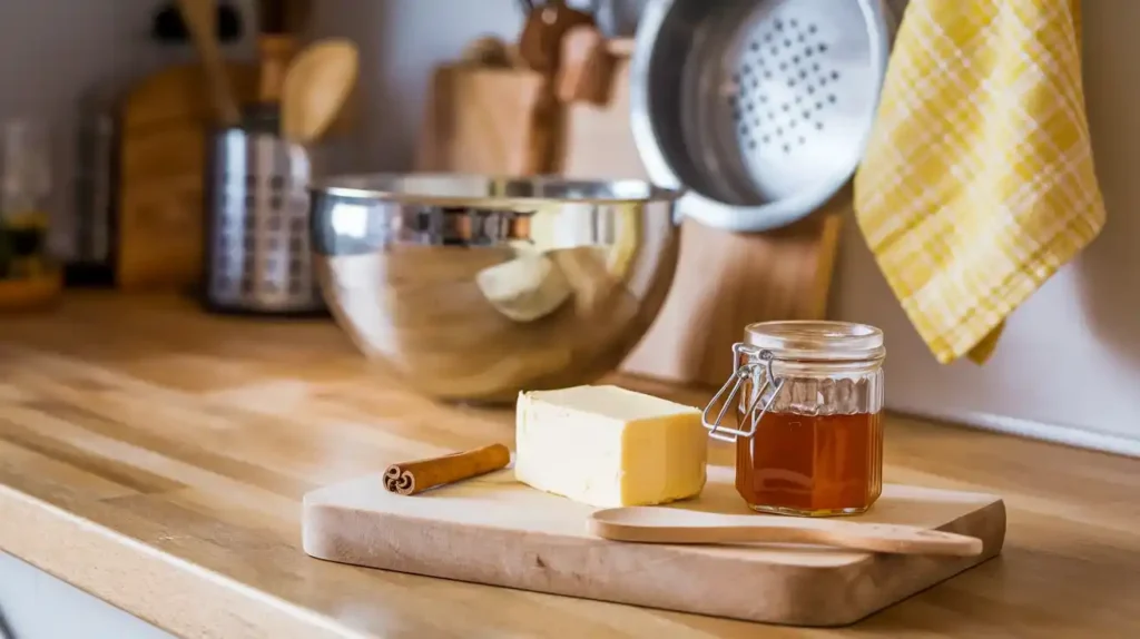 Ingredients for cinnamon honey butter recipe.