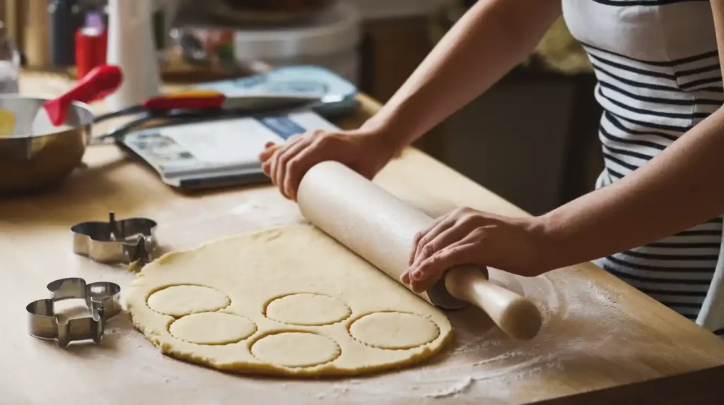 Preparing dough for apple pie biscuits recipe.