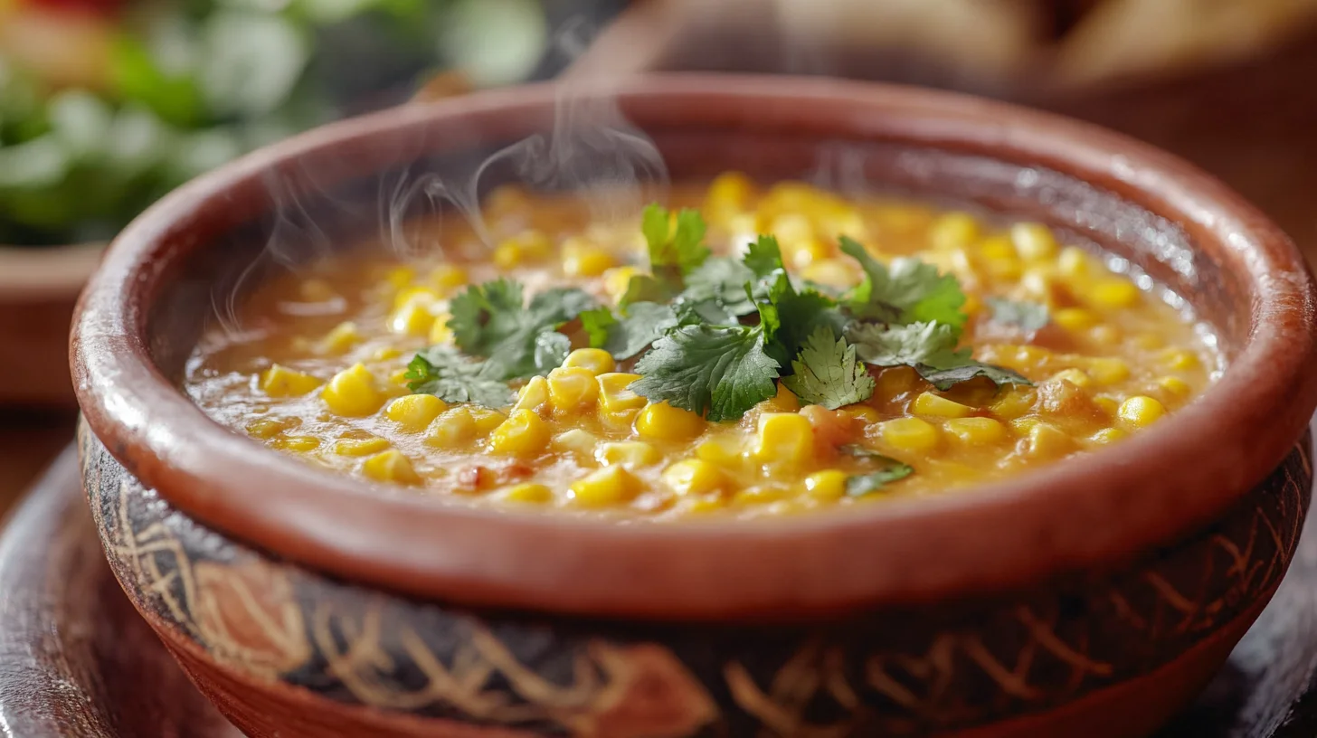 El Salvadoran Corn Soup Recipe - Steaming Bowl