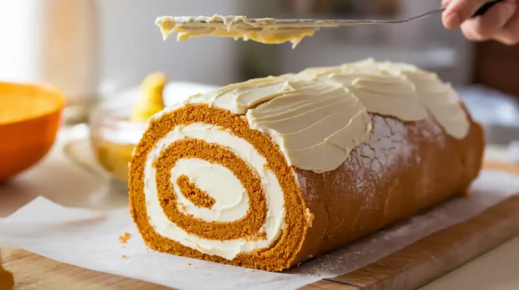 Fixing Cracks in Pumpkin Roll with Cream Cheese Filling