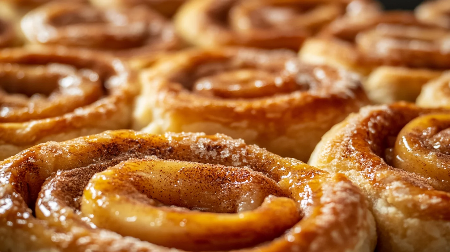 Freshly baked cinnamon roll apple pie with golden swirls and apple filling."