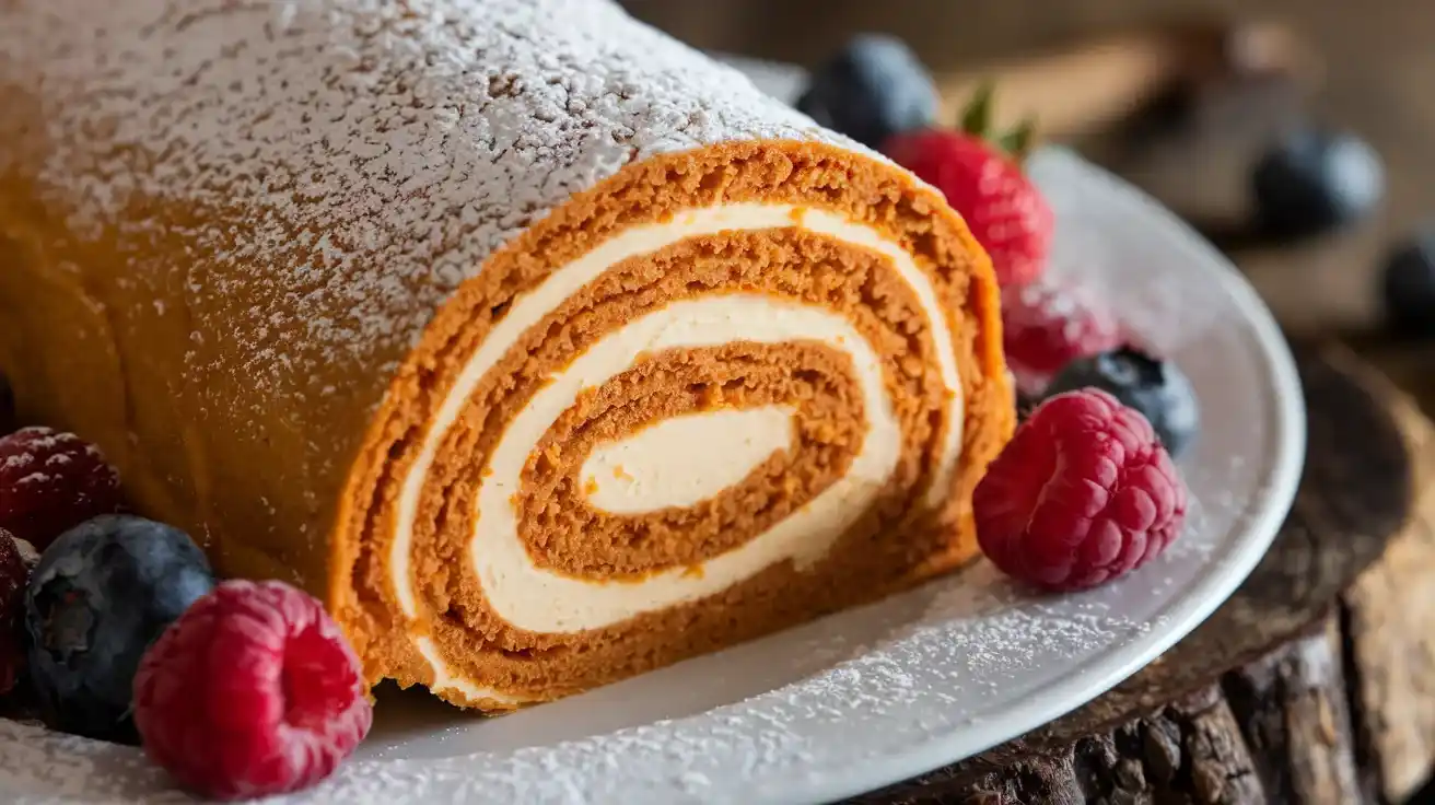 Perfectly Rolled Libby’s Pumpkin Roll with Cream Cheese Filling