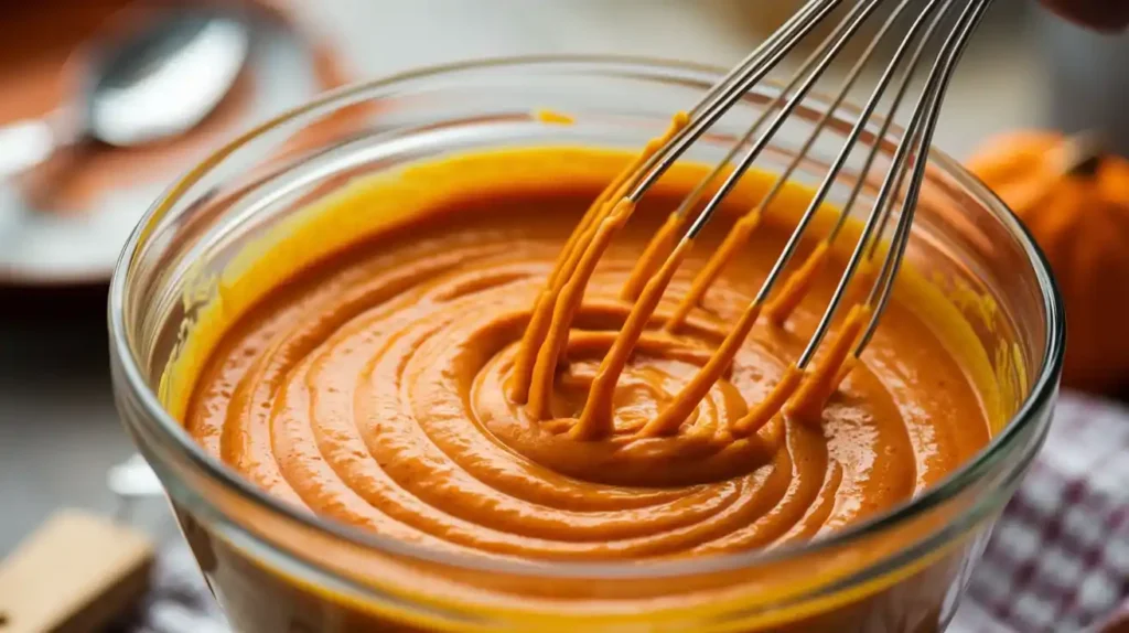 Mixing Pumpkin Batter for Libby’s Pumpkin Roll