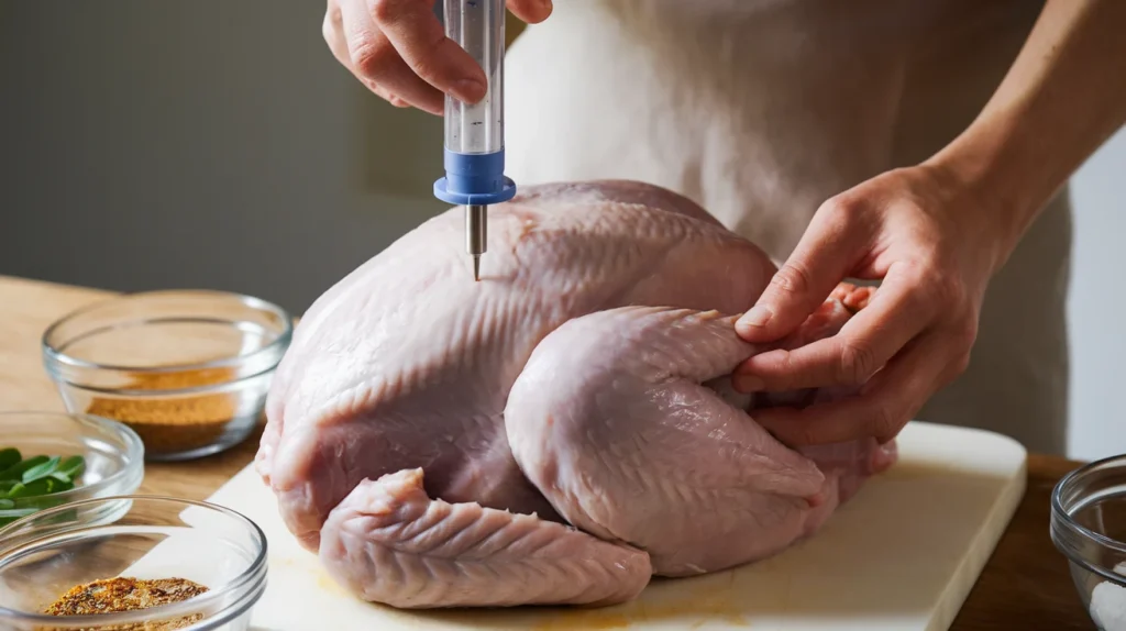 Step-by-step turkey injection process