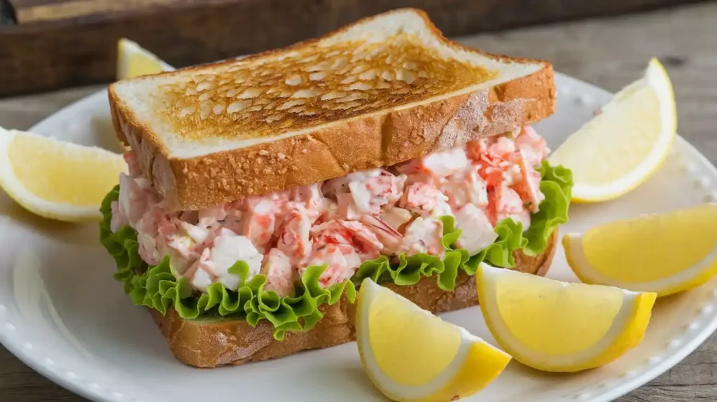 Toasted crab salad sandwich.