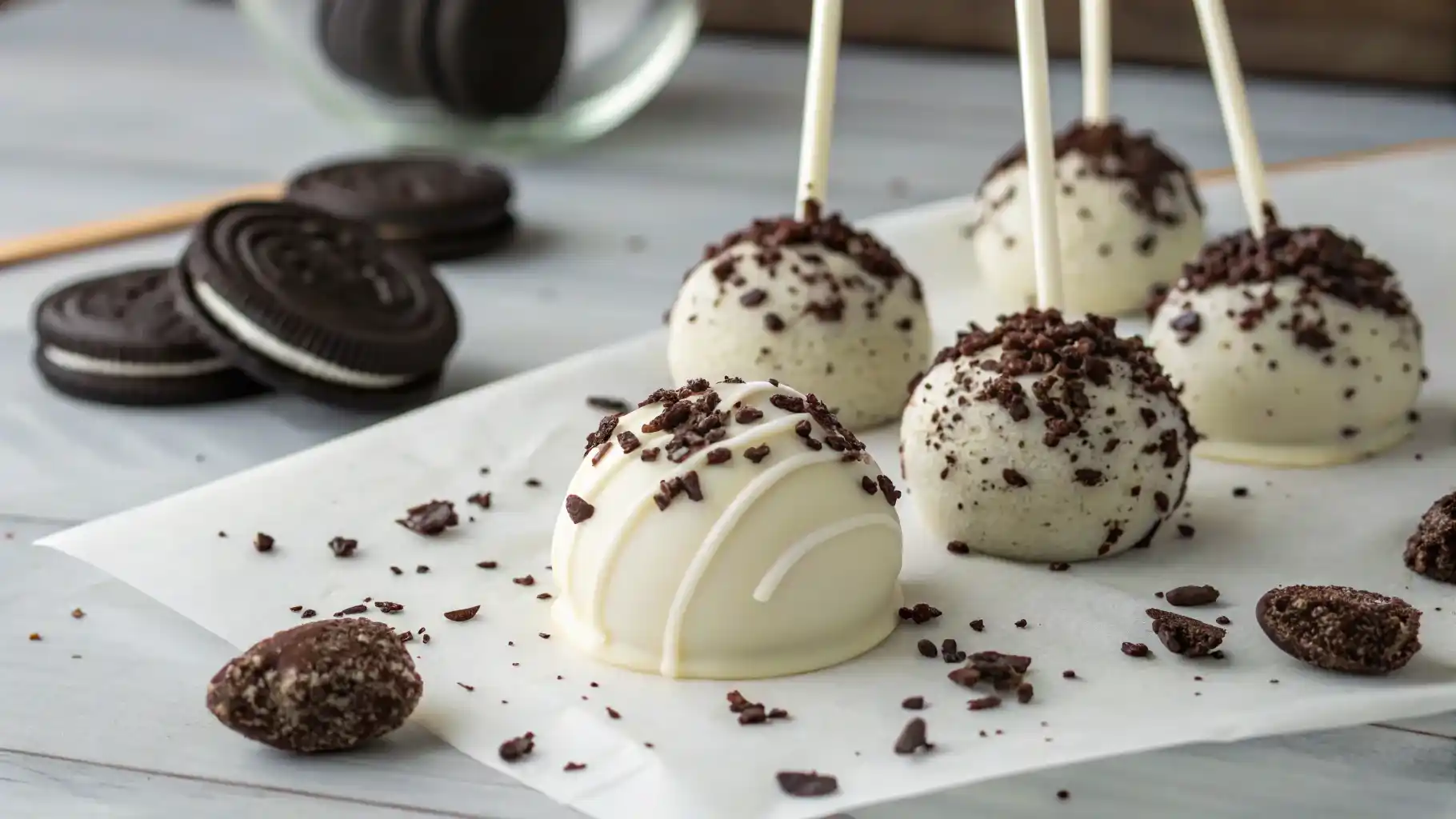 Best cookies and cream cake pop recipe with Oreo topping