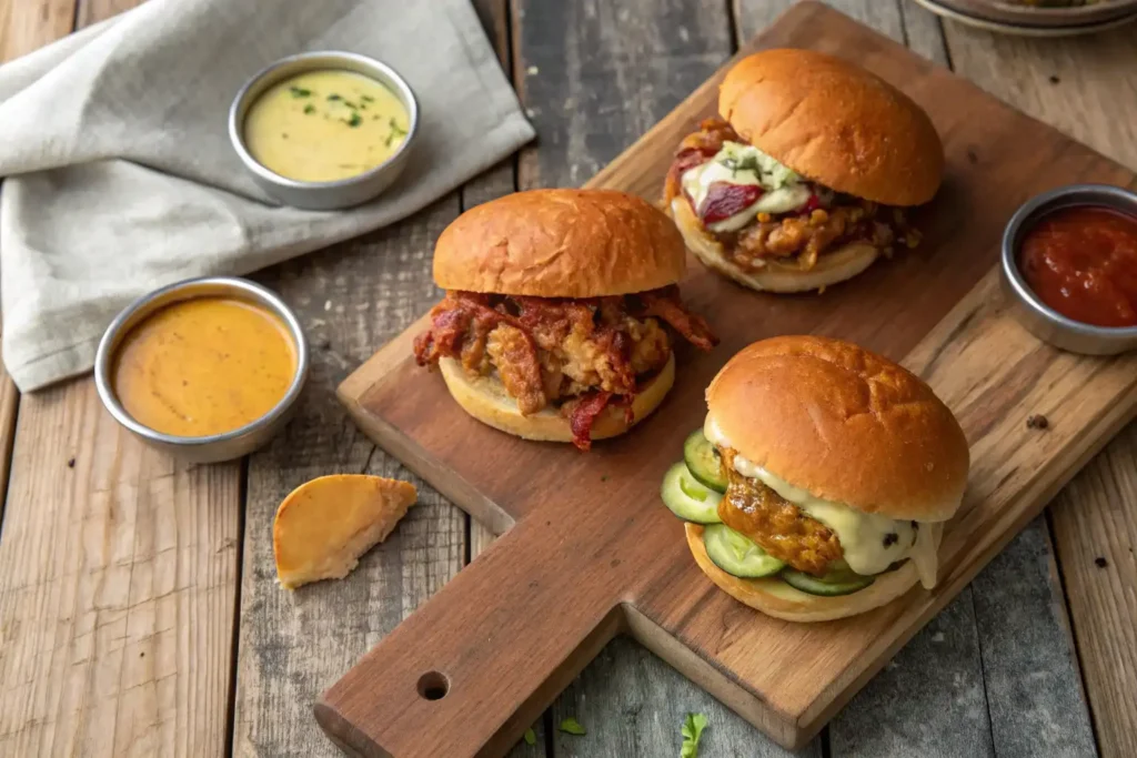 Different variations of chicken sliders