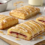 Homemade toaster strudel recipe with flaky puff pastry and sweet icing.