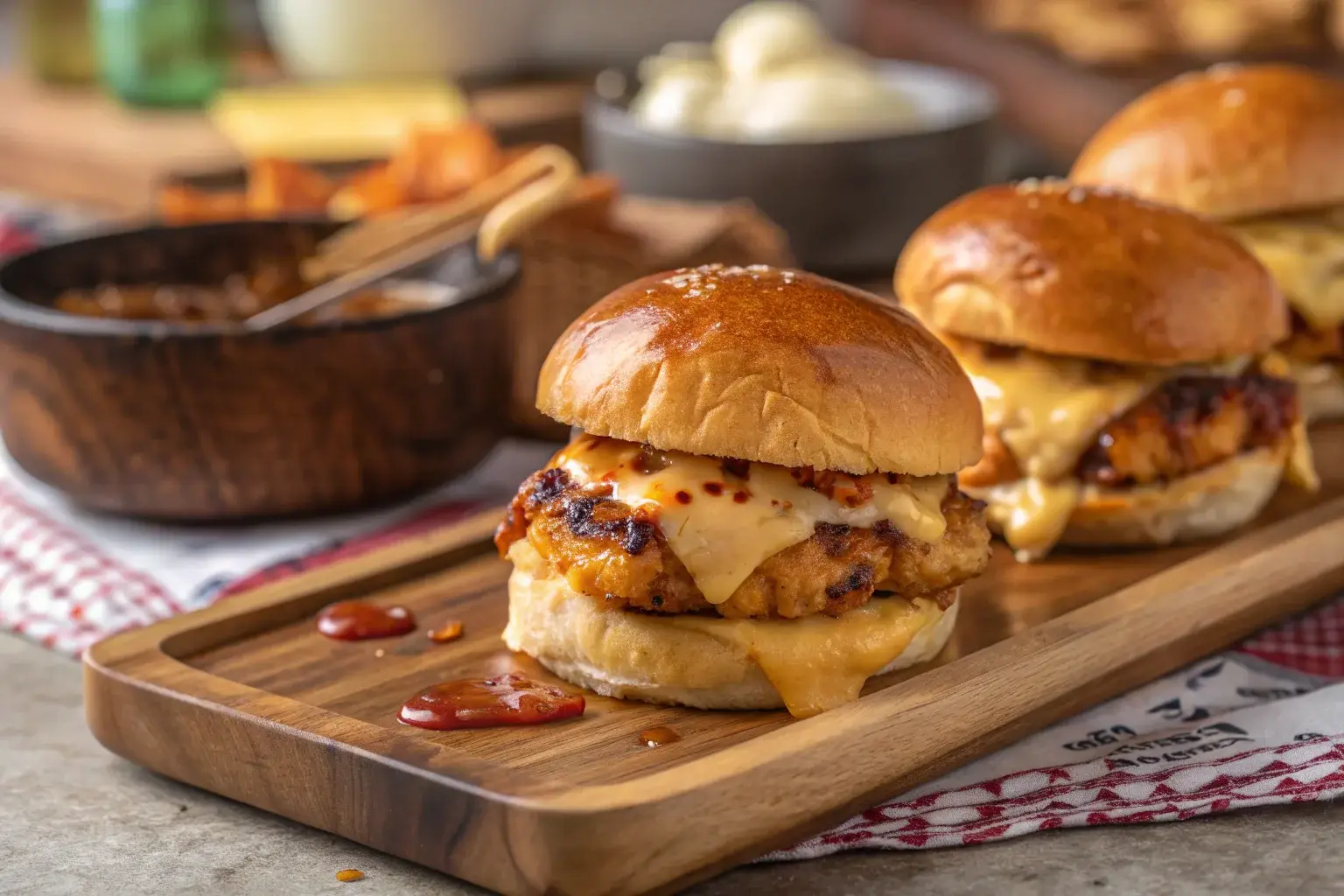 Juicy chicken sliders recipe with melted cheese