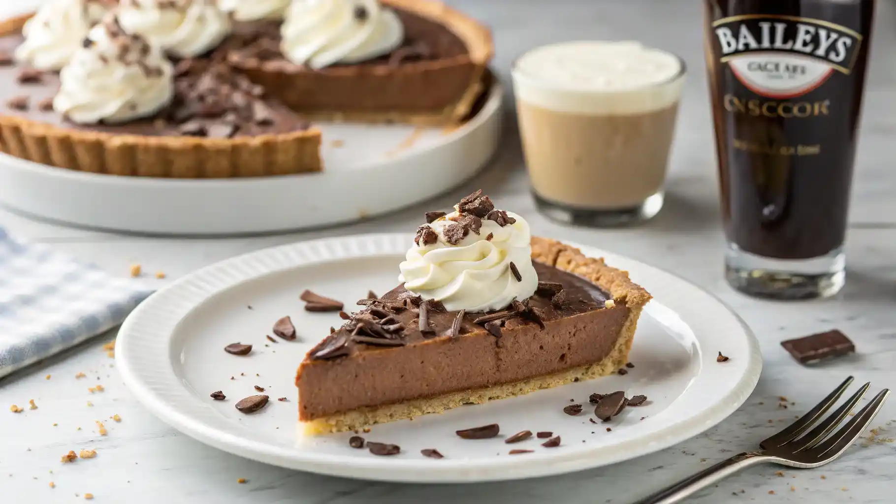 No-Bake Baileys Chocolate Pie with Whipped Cream