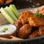 Crispy boneless chicken wings recipe with buffalo sauce.